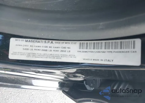 2018 Maserati Ghibli S Gransport из США, поврежденный, VIN ZAM57YSS7J1267562